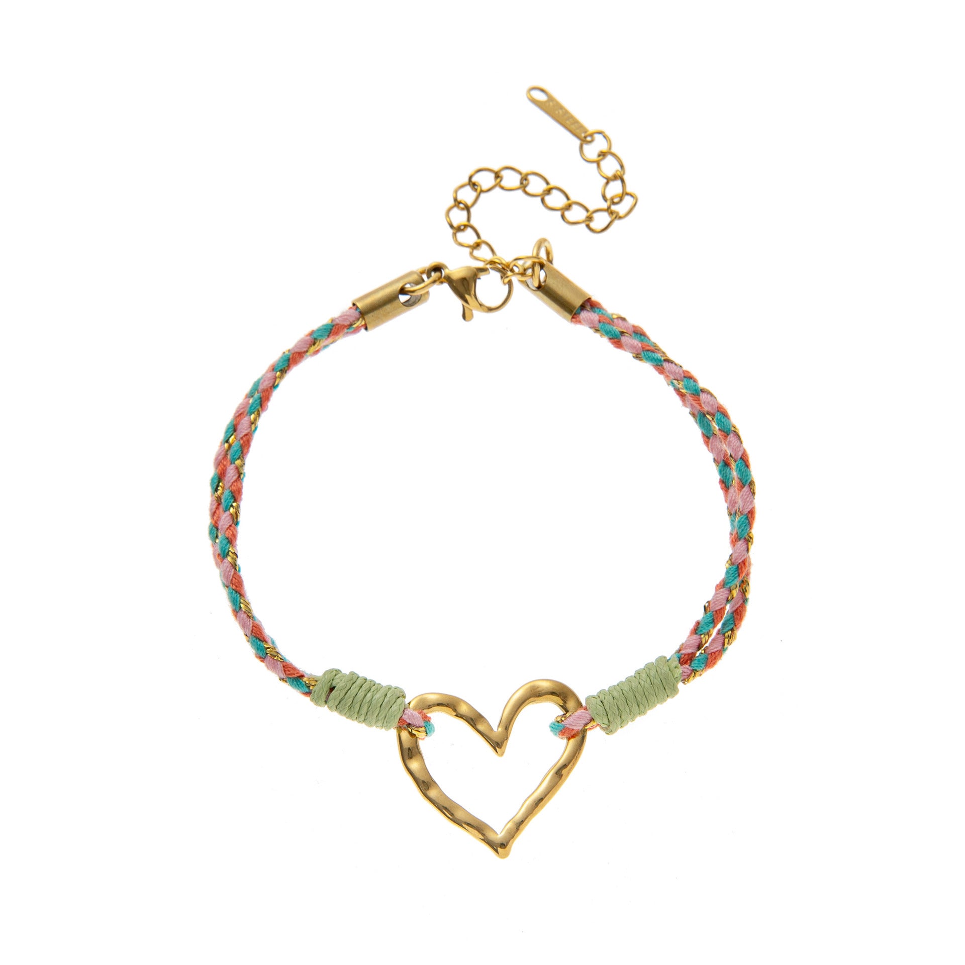 Charm Cord Bracelet - Cut-out Heart Charm Bracelet [Y7IVER12]