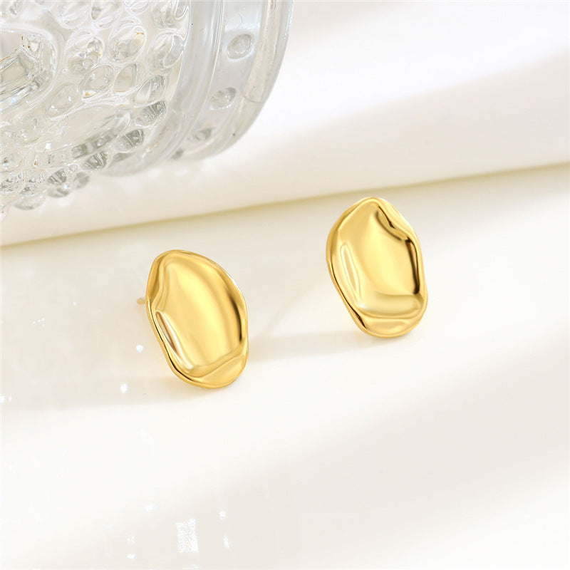Ellanore Hammered Stud Earrings - Gold [C0KB2BUJ]