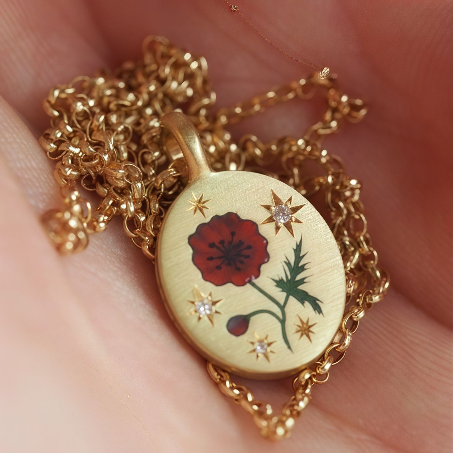 Dallas Dainty Floral Necklace - Red Flower Necklace [IHI1ZC7K]