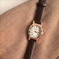 Vintage Inspired Bangle Watch - Vintage Tonneau / Coffee Strap [E3PXGQS7]