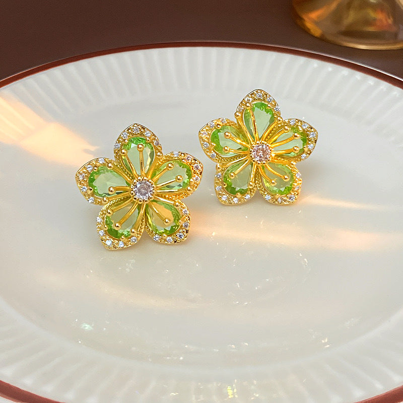 Avni Zircon Flower Earrings - Gold (Silver Post) [B1ABOLES]