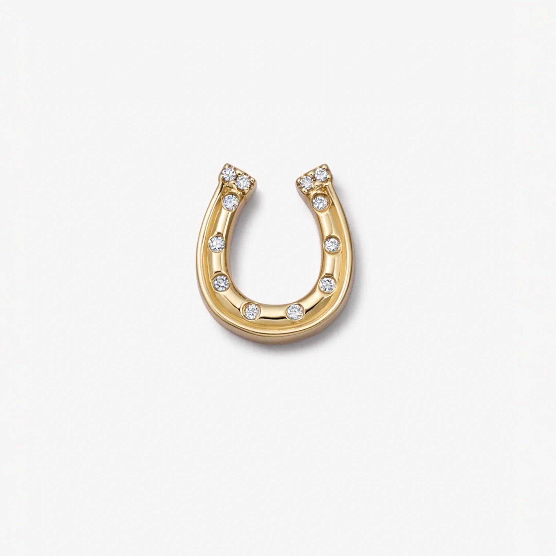 Floating Charm Locket Necklace - CZ Horseshoe Charm [HEB07ZWR]