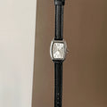 Vintage Square Dial Faux Leather Watch - Black Strap Silver Case White Dial [QS7JKPD0]