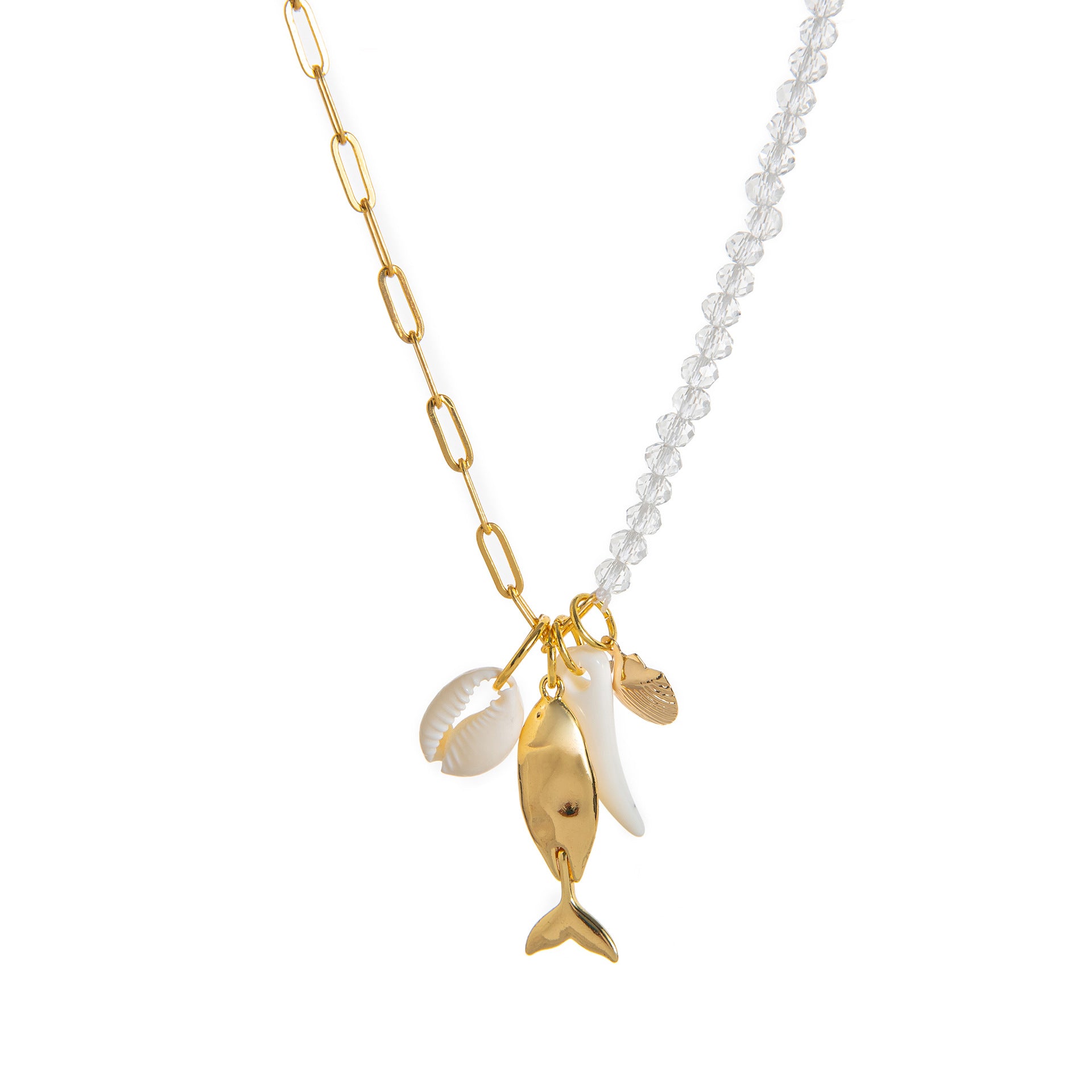Dainty Pearl Starfish Pendant Necklace - Fish Necklace [JFU12BF2]