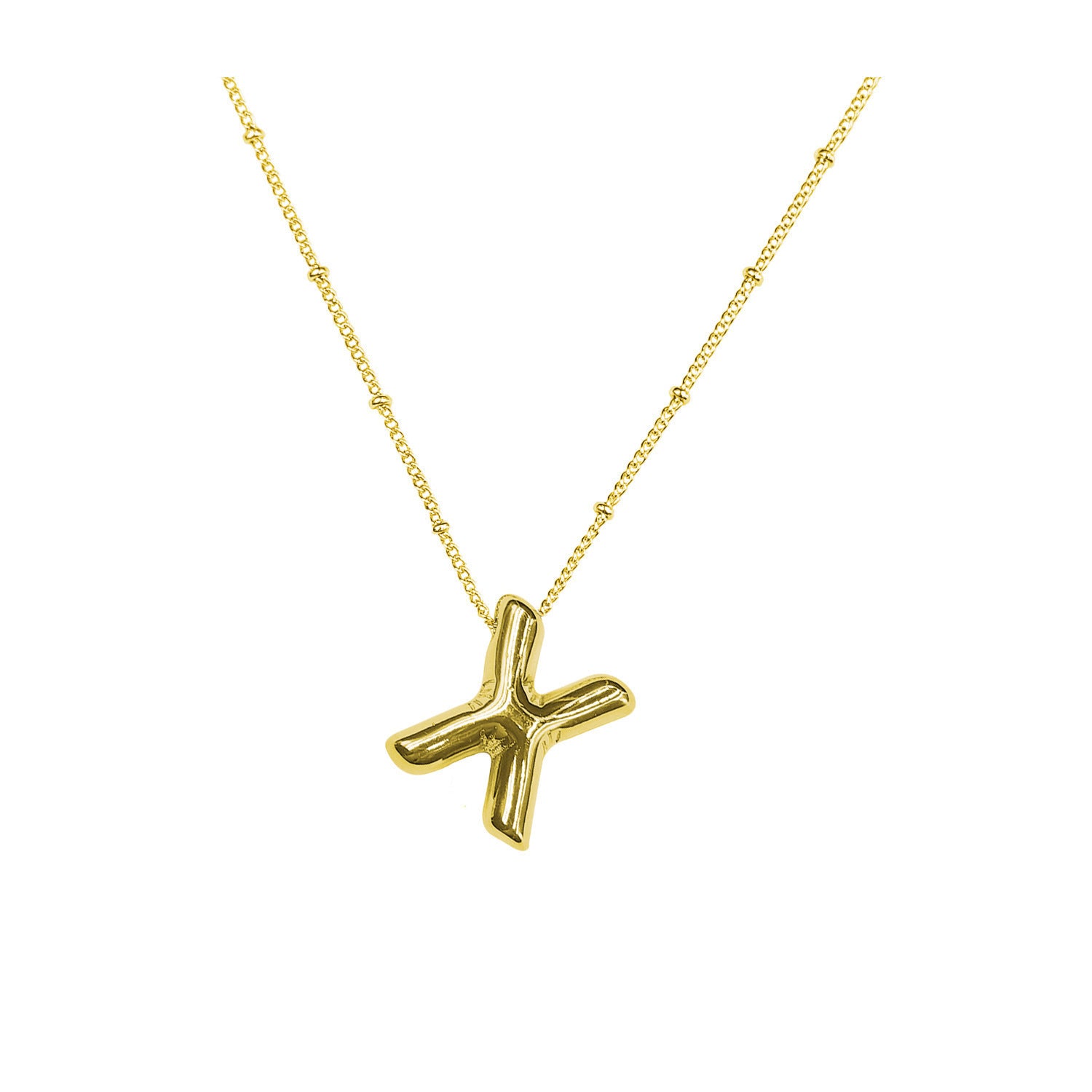 Aiyanah Glossy Bubble Letter Necklace - Gold X [SAV6O2NH]