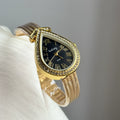 Vintage Roman Numeral Mesh Watch - Gold Strap Black Dial [75LPM8G8]