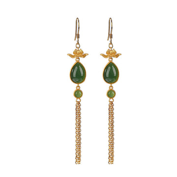 Juliet Emerald Elegance Tassel Earrings