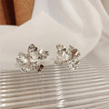 Ryla Sculptural Floral Studs - Silver 3D Flower Stud Earrings (925 Silver Needle) [03X1CPNQ]