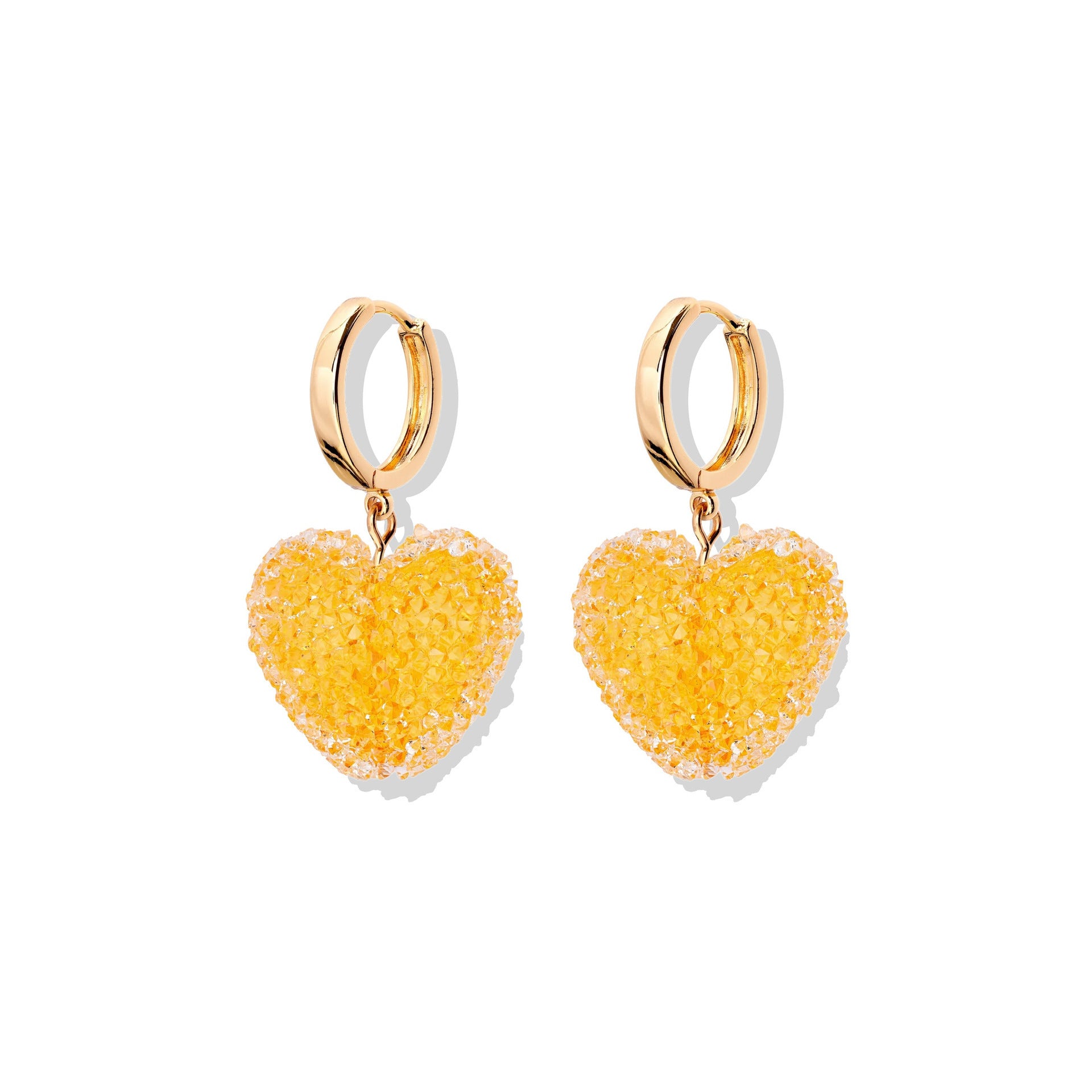 Colorful Heart Resin Pendant Necklace - Yellow Earrings [FNFRA23O]
