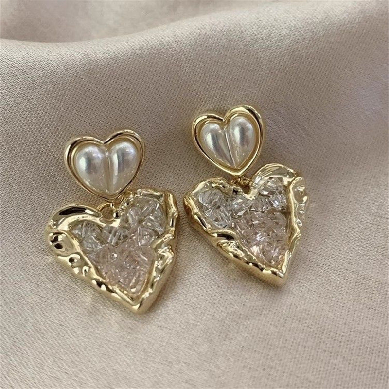 Xenia Gradient Crystal Pearl Drop Earrings - Pink [BNUFQP4F]