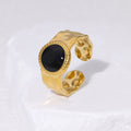 Neila Gold-Plated Chunky Enamel Ring - Black [LPZ5THQX]