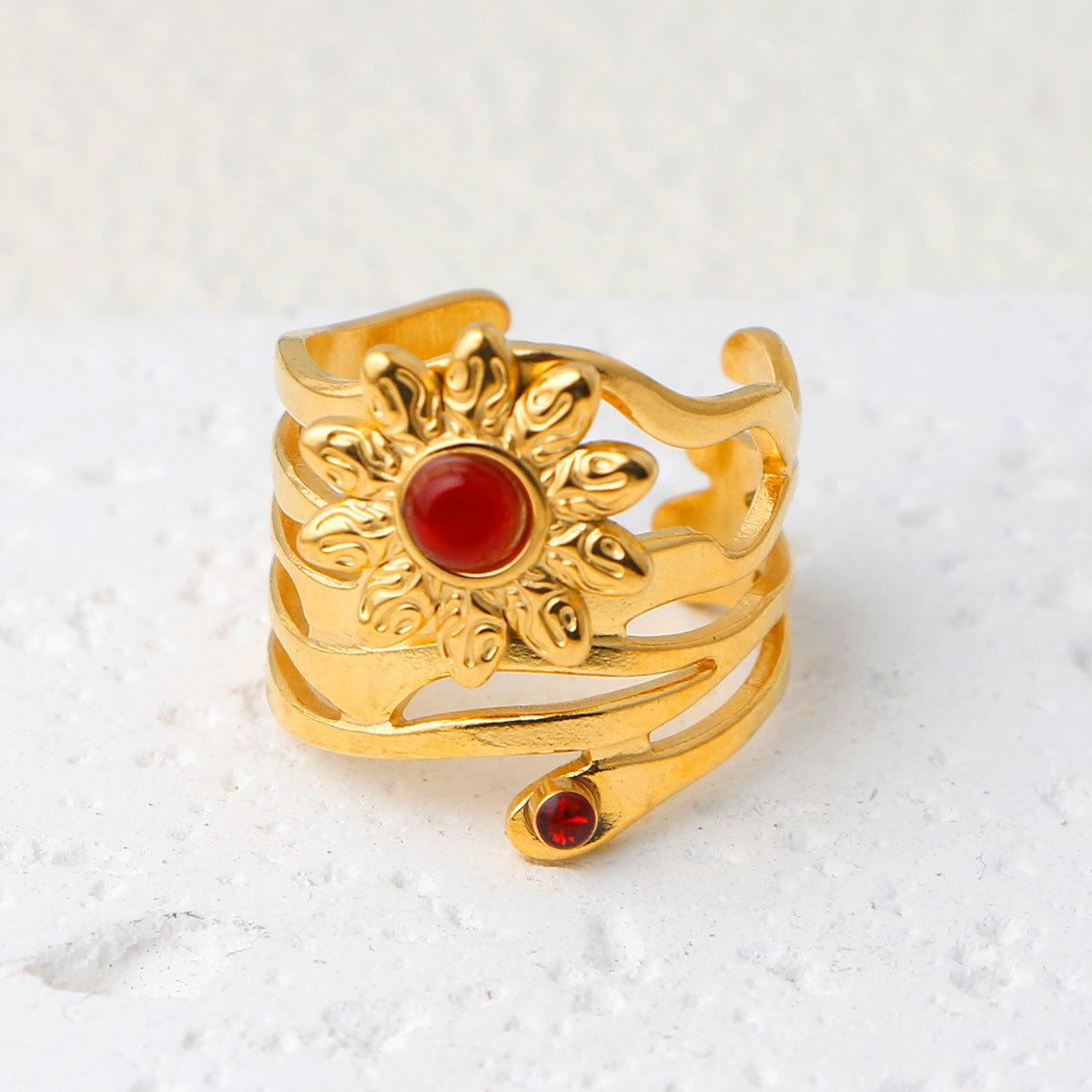 Thais Gold Statement Open Ring - Gold (Style 6) [N04GRLGL]