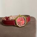 Retro Square Dial Watch - Ankara Red (Leather) [W33N7S64]