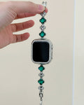 Clover Stone Apple Watch Strap - Silver (Strap + Bling Case) [VEEB7IIZ]