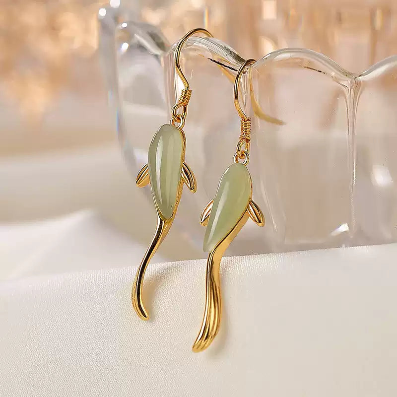 Jade Fish Drop Earrings