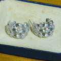 Woven Ribbon C-Ring Hoop Earrings - Silver - Stud [NEFXJT8V]