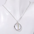 Mother of Pearl Locket Necklace - Silver Mother of Pearl - Round [THN3T9LM]