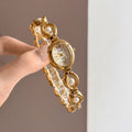 Vintage Inspired Jewelry Bracelet Watch - Pearl Chain Gold Watch [LMWHBNBG]