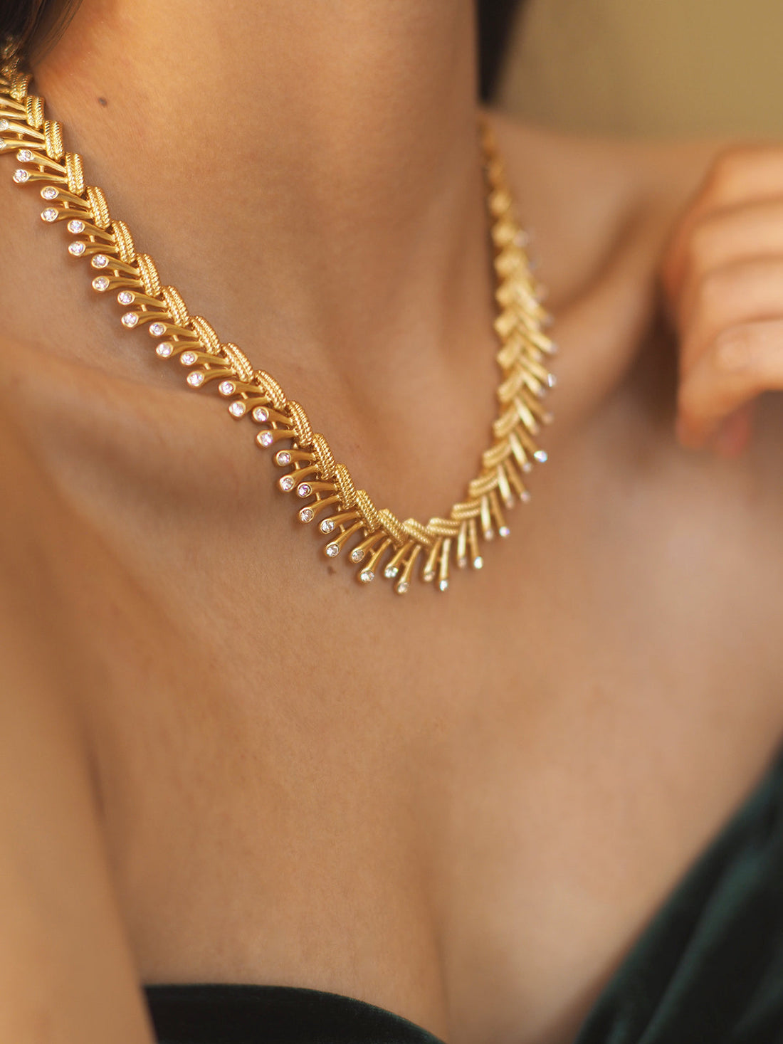 Pearl-Adorned Golden Choker Necklace