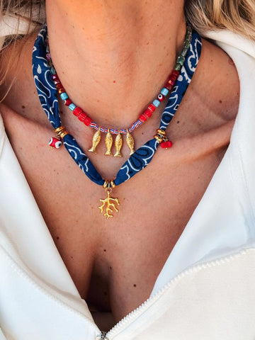 Avy Fabric Coral & Fish Necklace