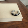 Jaziyah Drip Dot Ring - Silver Black Drip Dot Ring [RF6FPR1P]