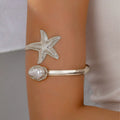 Ameerah Starfish Pearl Arm Cuff - Silver Starfish Cuff [TX70CUM6]