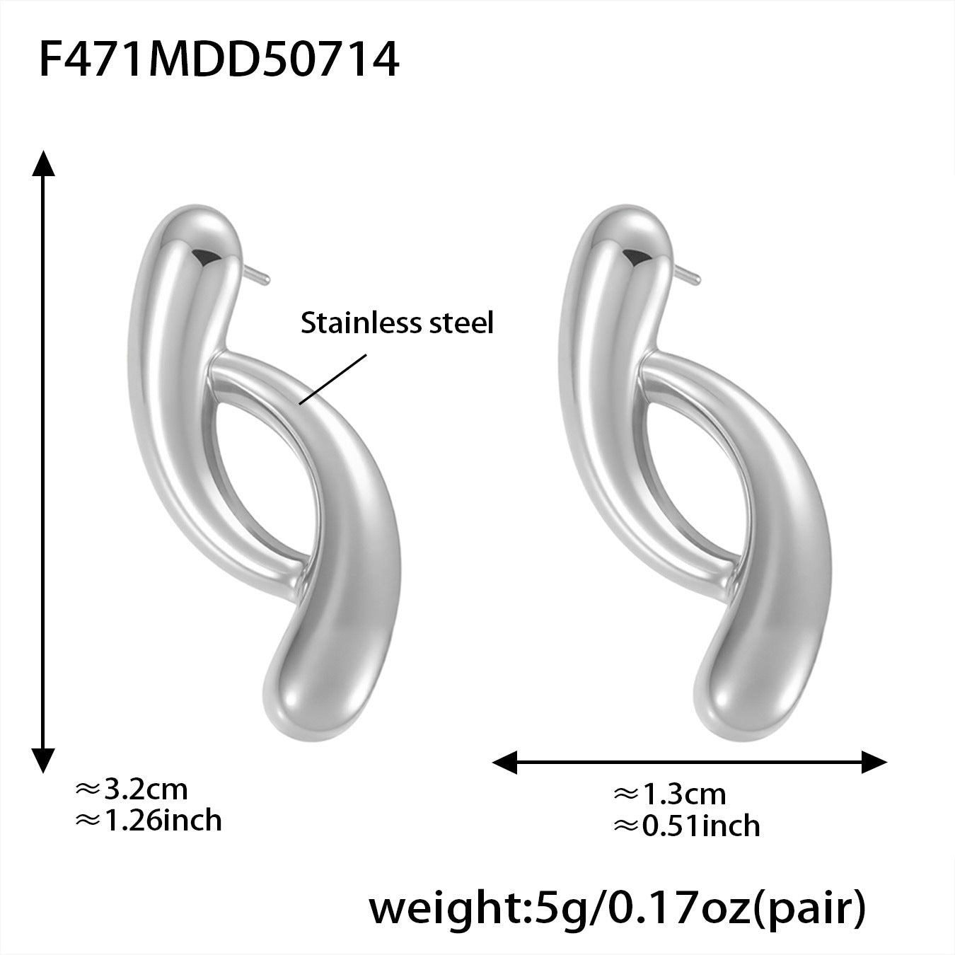 Emmelia Irregular Geometric Earrings - F471 Steel Geometric Waterdrop [KGYDFRNY]