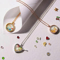 Rheya Floating Charm Locket Necklace - Rose Gold Round Glass Locket Necklace [85RWORDJ]