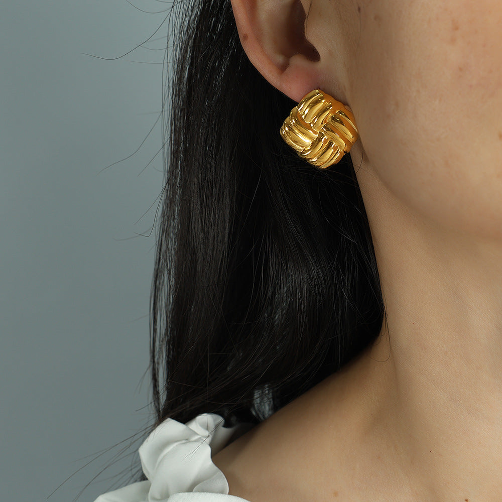 Chelsea Twist Square Earrings - Gold [5FA32B7G]