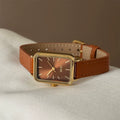 Vintage Square Dial Leather Watch - Style 4 (Orange Leather Strap) [VAL229TR]