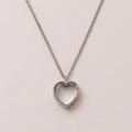 Floating Locket Pendant Necklace - Steel Heart Glass Openable Necklace [LRBGIHA4]