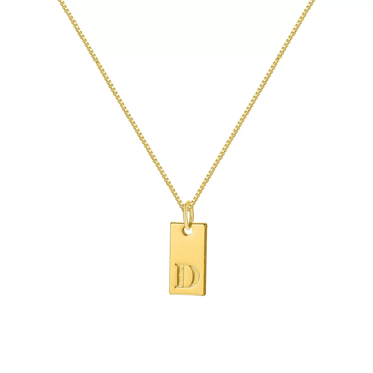 Initial Pendant Box Chain Necklace - Style D [QUI4R2X0]