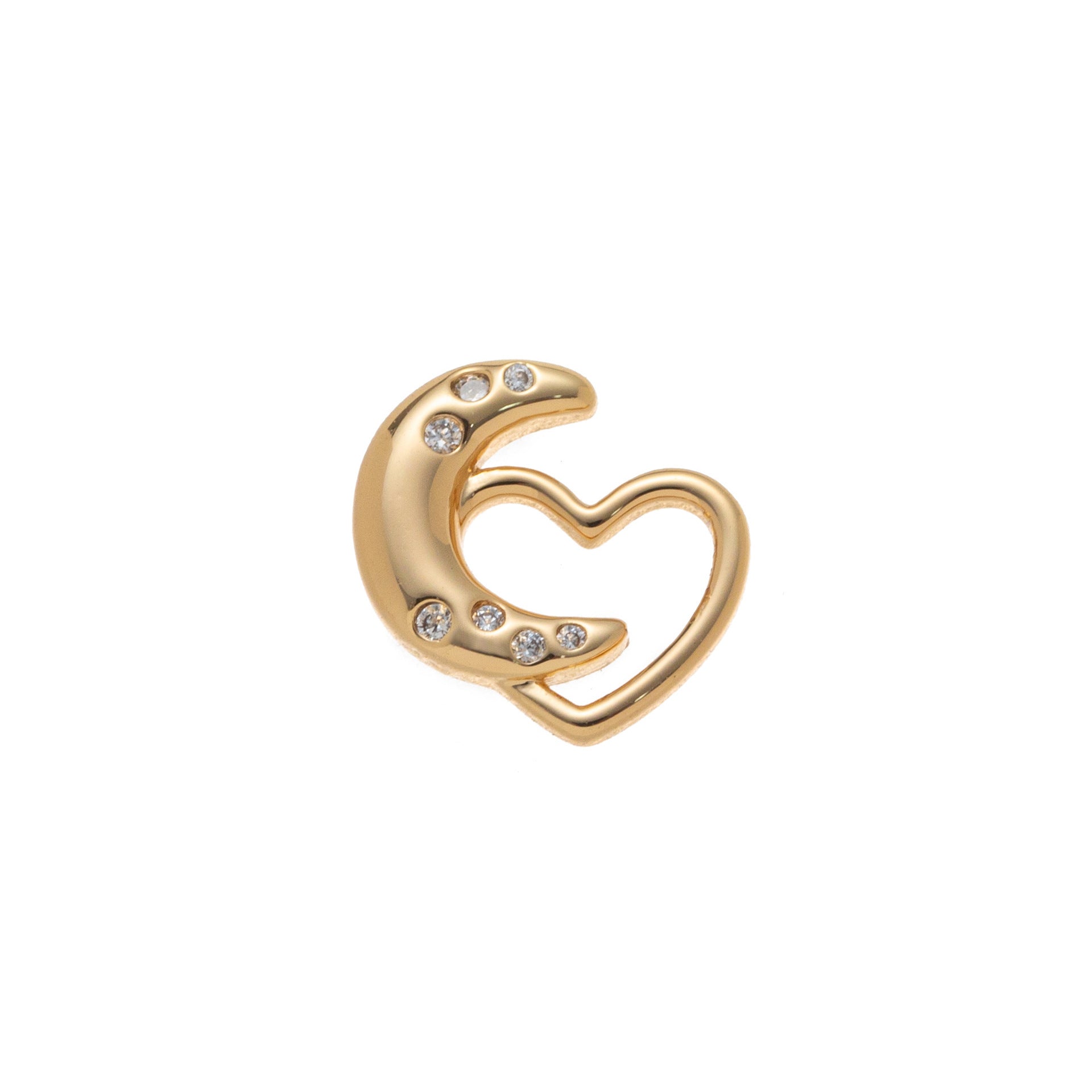 Transparent Locket Pendant Necklace - Crescent Heart (Charm Only) [7QYB59H7]