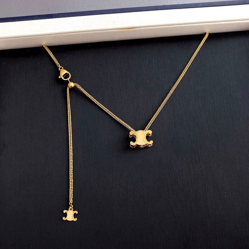 Arc De Triomphe Pendant Necklace - 46cm Gold [TLV4S4RB]