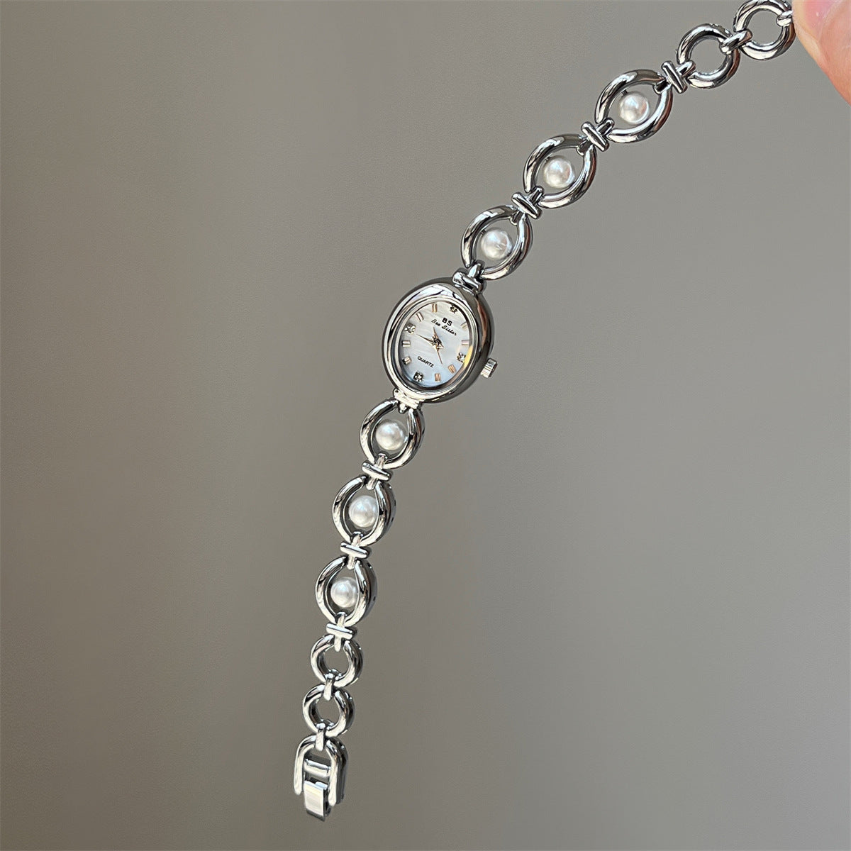Melina Oval Pearl Bracelet Watch - Pearl Silver White [ITHDZQIA]