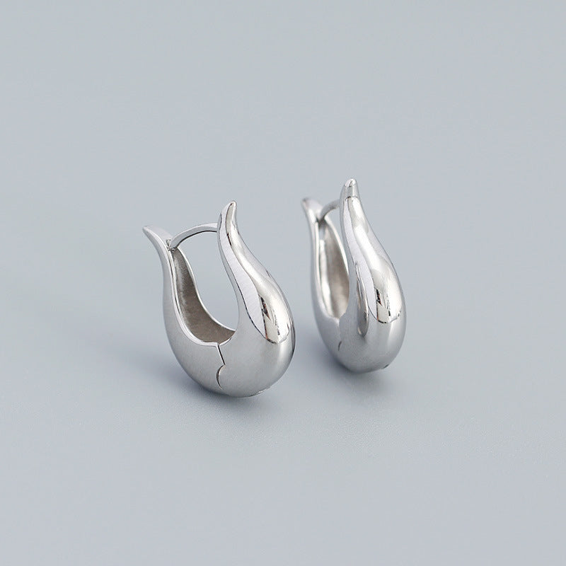 Dhriti Sleek Geometric Hoop Earrings - Silver [PLNJS8JC]