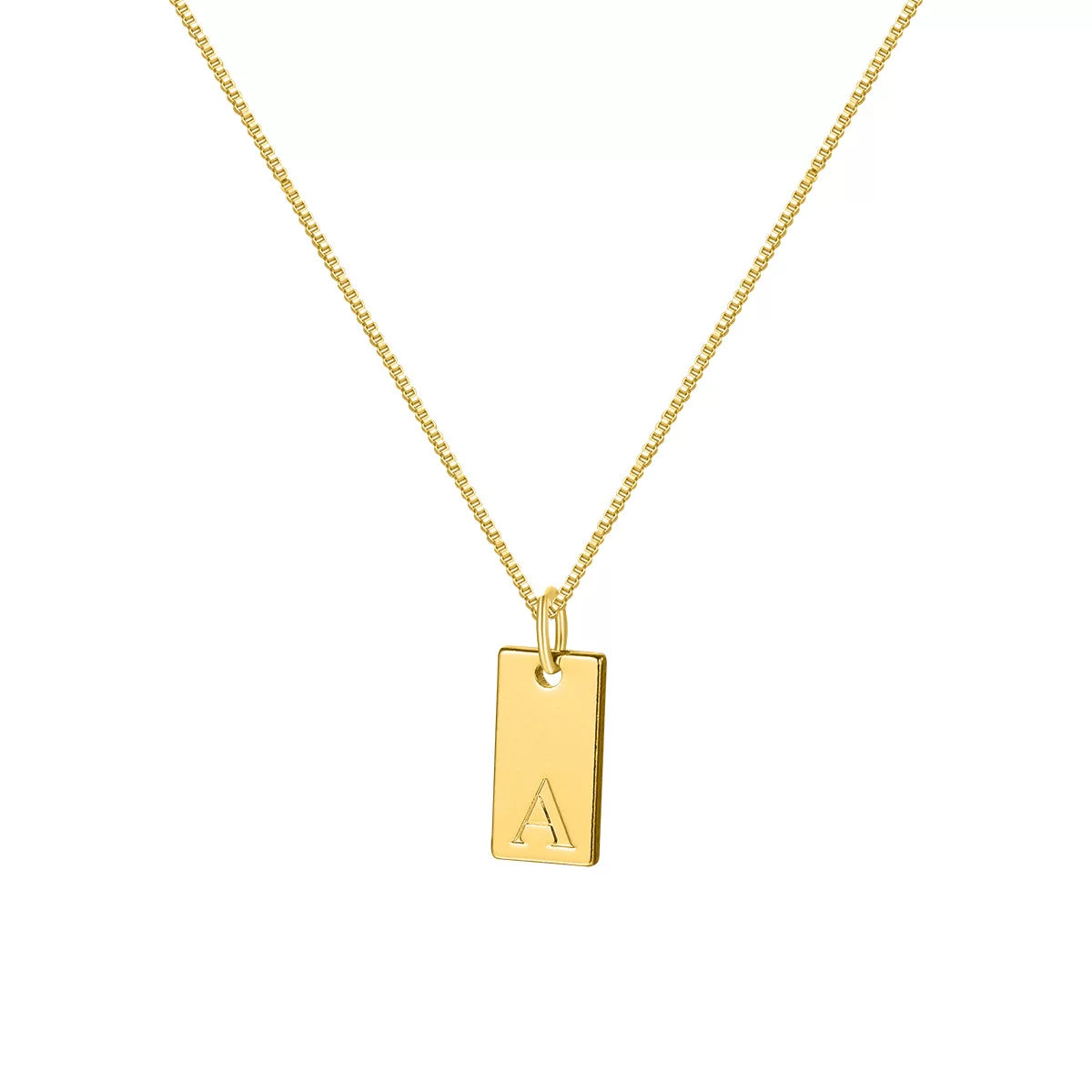 Initial Pendant Box Chain Necklace - Style A (Titanium Steel) [5V7TTTBZ]