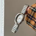 Vintage Inspired Bangle Watch - Silver Bamboo Link / White Dial / Roman Numerals [8N1T728S]