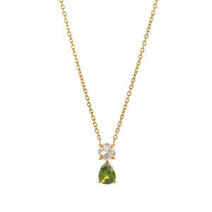 Birthstone Pendant Necklace - August (Clear) [Z7AHSNAG]