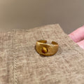 Aahana Golden Tiger Eye Ring - Wide Band Tiger Eye Gold Plated Ring [FW9VK3NF]