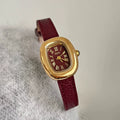 Vintage Square Dial Watch - Ancora Red (Leather Strap) [GXQYO3AD]