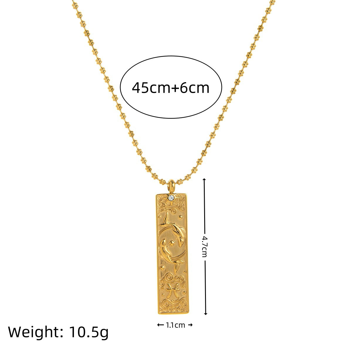 Zodiac Tarot Pendant Necklace - Pisces [RPJV63BZ]