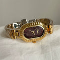 Oval Dial Minimalist Bracelet Watch - Gold with Red Dial [J440F97E]