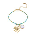 Charm Cord Bracelet - Sun Charm Bracelet (Green Cord) [RCLJIGEK]