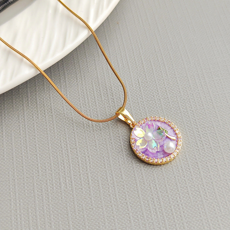 Zarah Monet Garden Necklace - Five-Petal Flower Necklace - Purple [8EDBON6A]