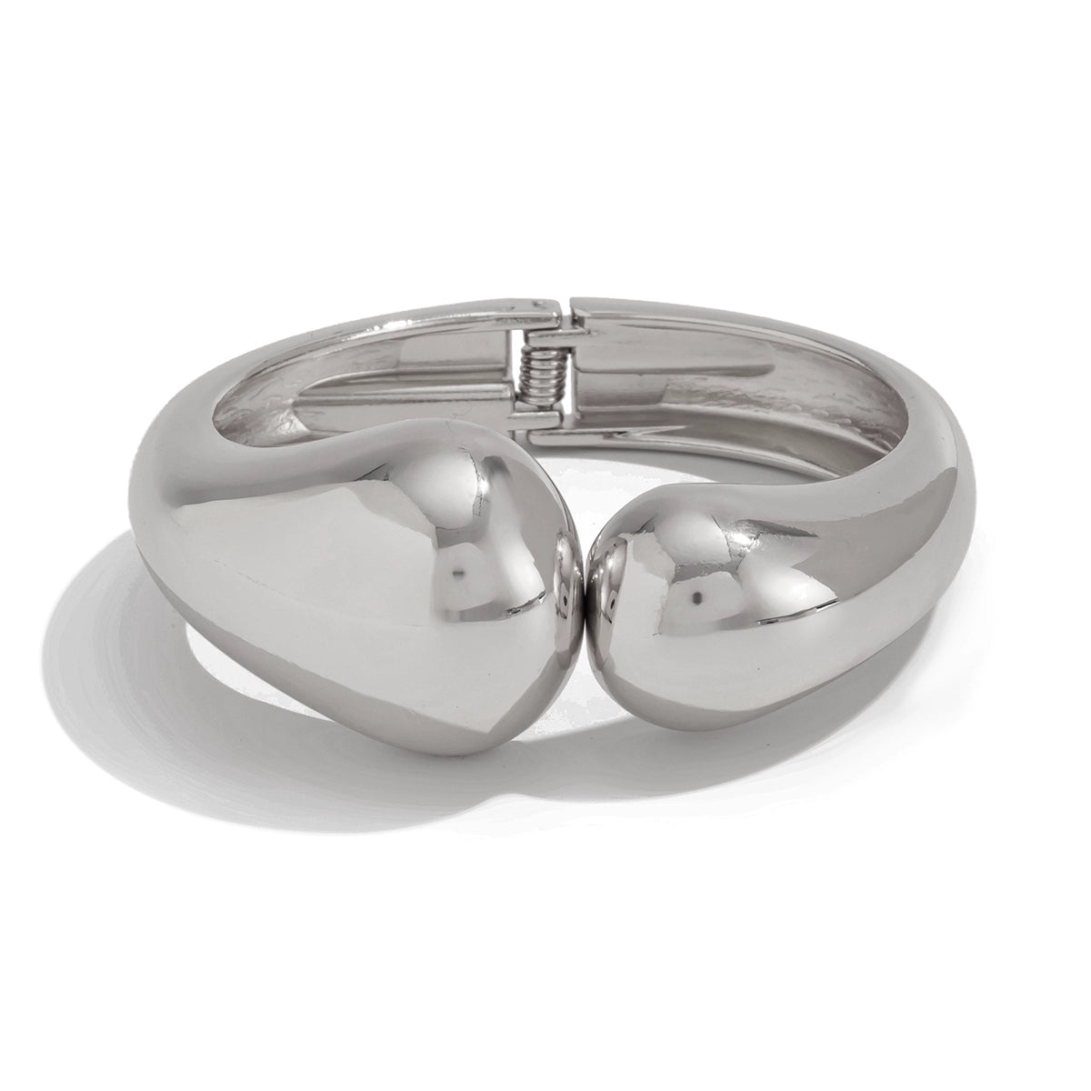 Tyleigh Wave Waterdrop Bangle - Large & Small Waterdrop - Silver
