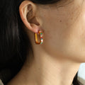 Blossom Geometric Zircon Hoops - Multi-color [1VMSWJ7J]