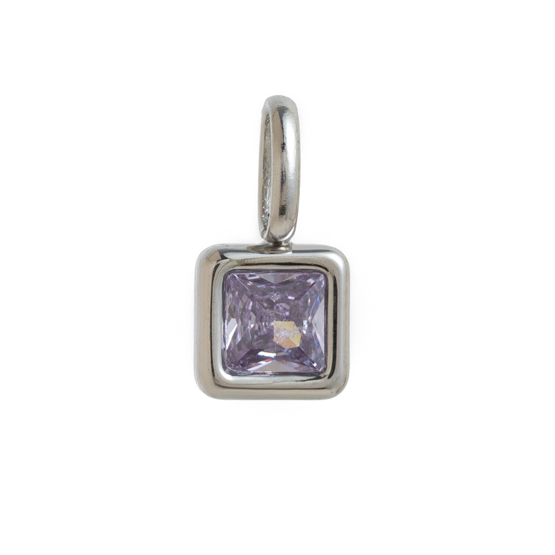 Lotus Birthstone Cube Necklace - June Pendant - Silver [2RI30YLO]