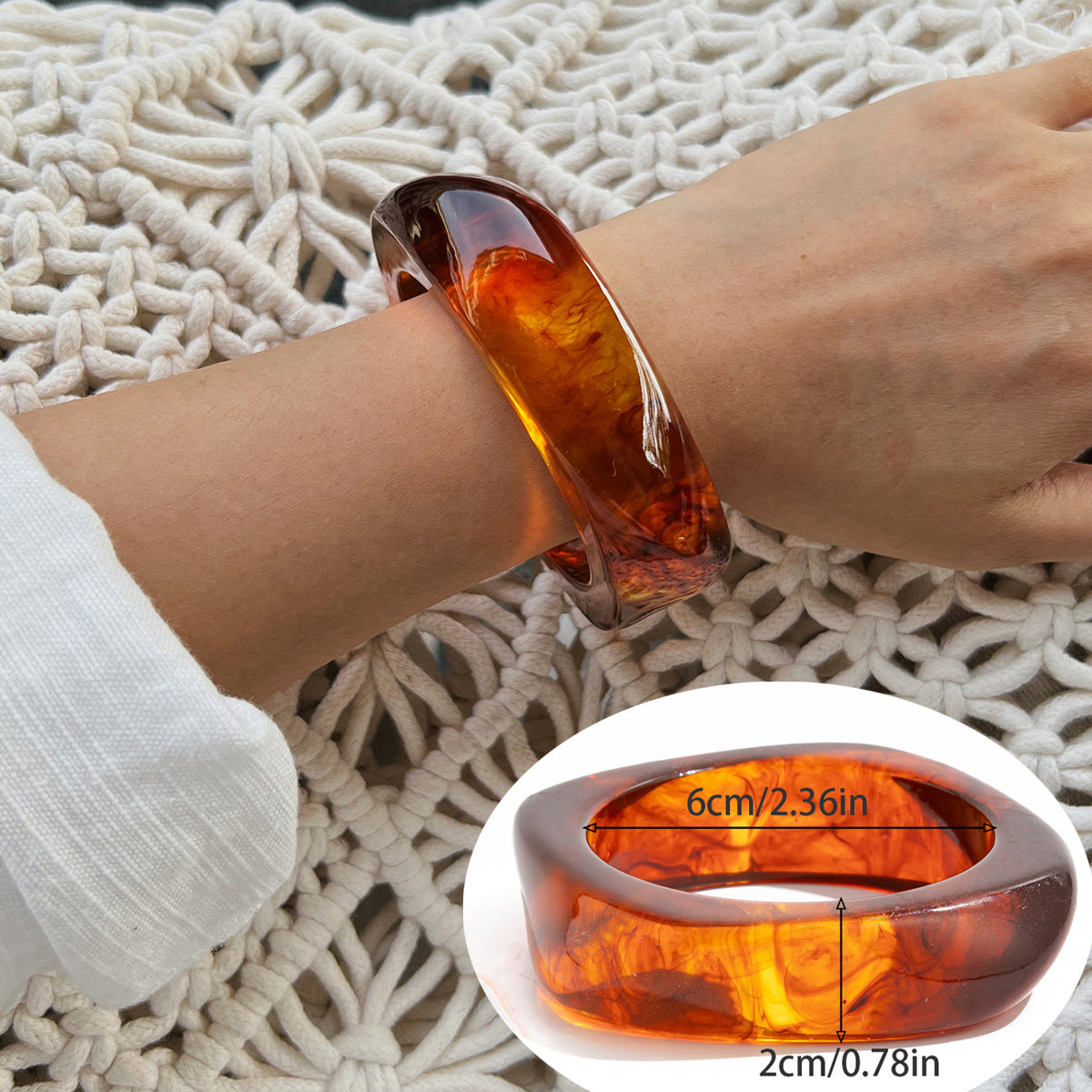 Aloni Marbled Acrylic Bracelet - Brown [ILM60P00]
