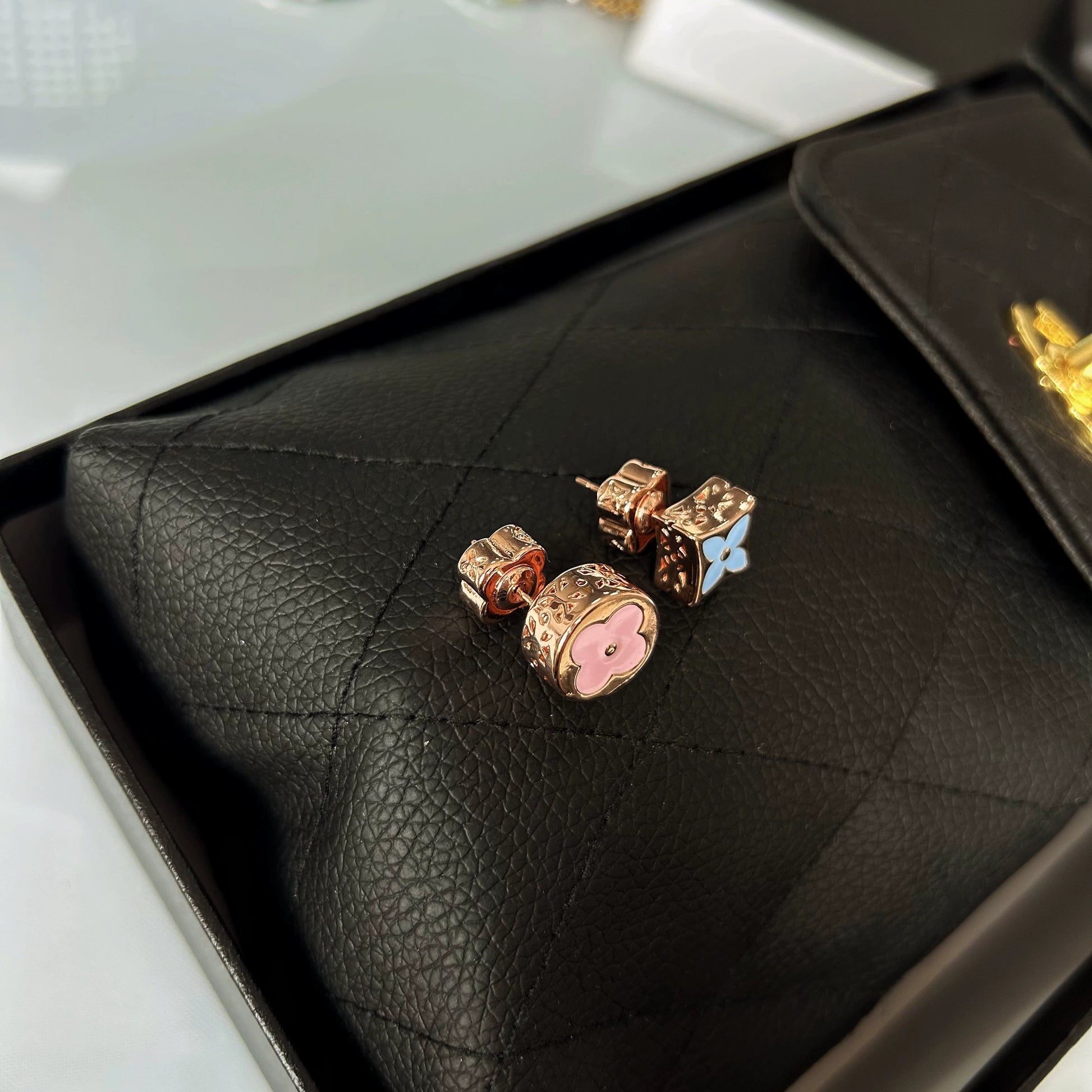 Rose Gold Asymmetrical Glaze Earrings - Rose Gold [IW057QVX]